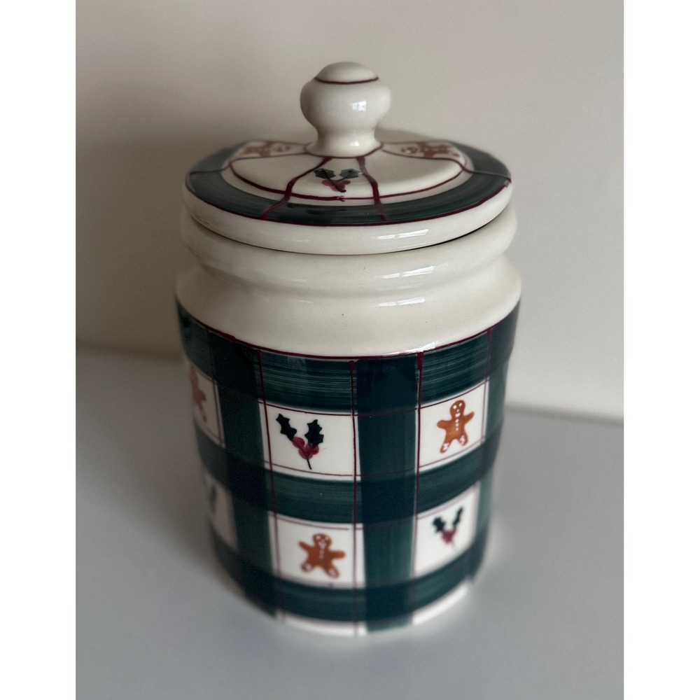 Vintage Hartstone Pottery Gingerbread Holly Cookie Jar